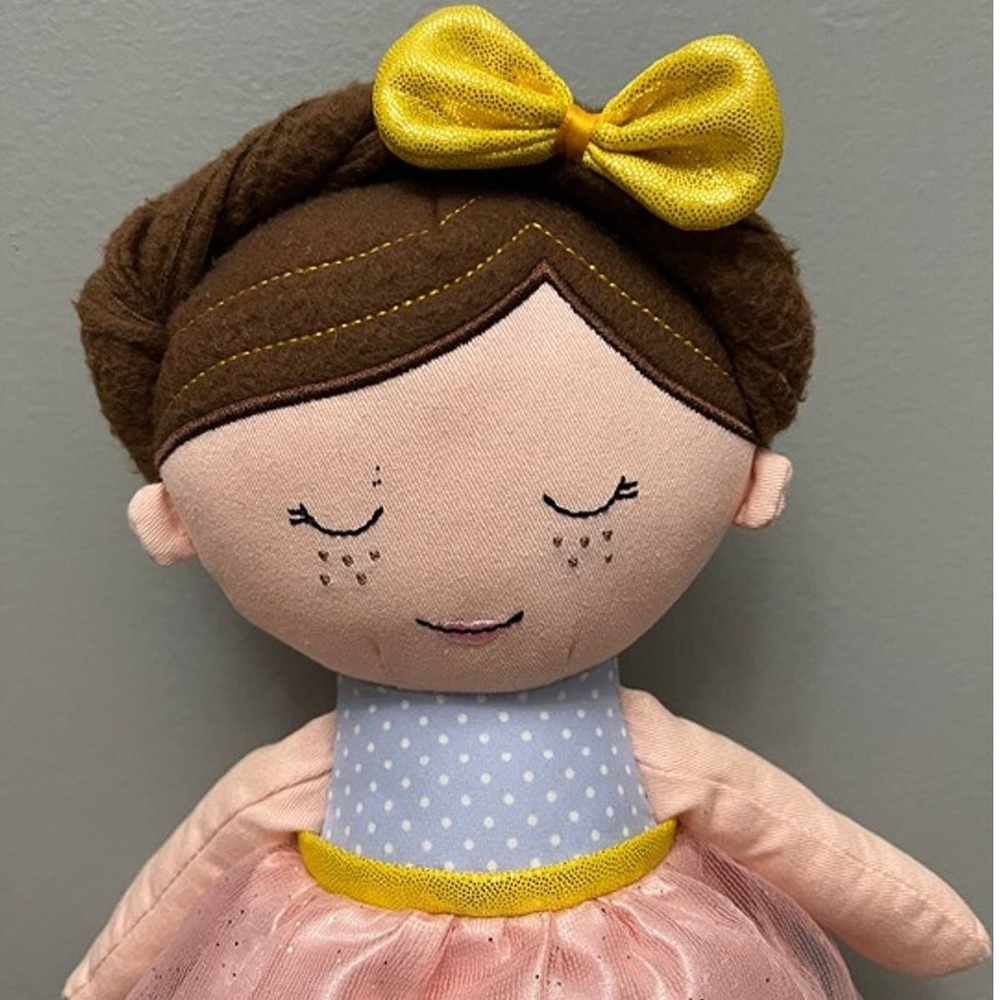 Linzy Toys Juniper Plush Doll Ballerina Pink Tutu Yellow Bow Stuffed Toy 18"
